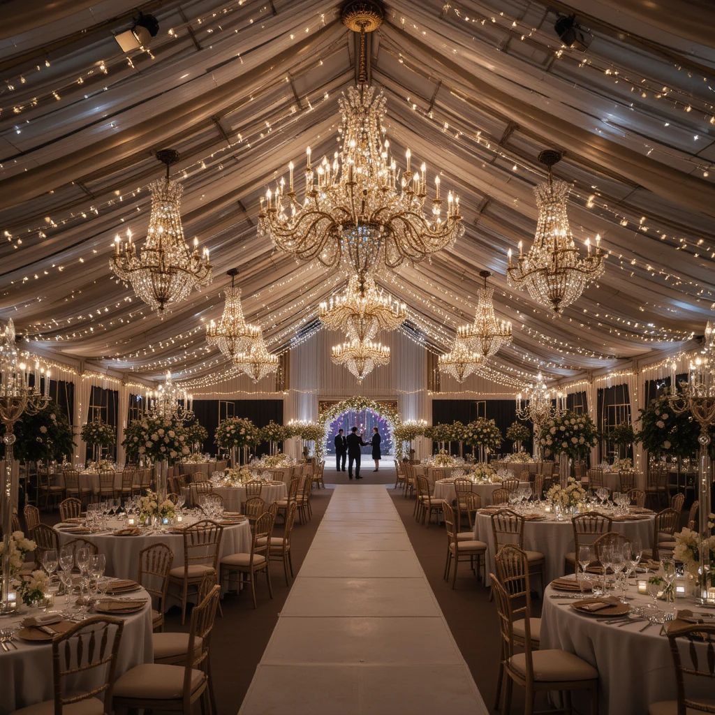 Luxury indoor wedding reception